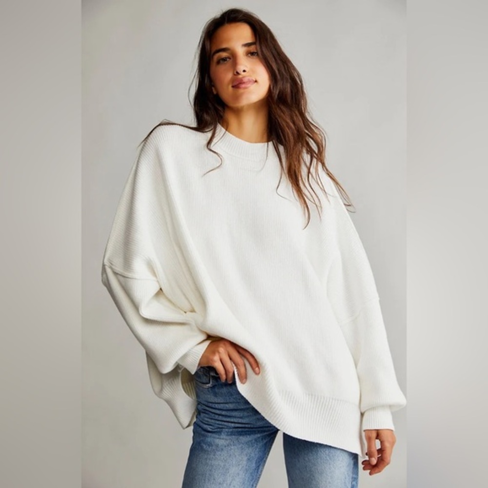 FREE PEOPLE EASY STREET TUNIC PAINTED WHITE SIZE S